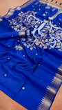 Blue Temple Tree Tussar Silk Saree