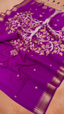 Purple Temple Tree Tussar Silk Saree