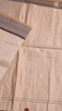 Beige & Black Floral Jamdani Tussar Silk Saree
