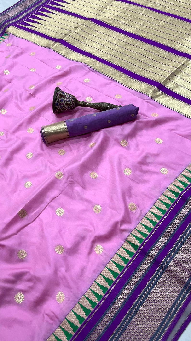 Lavender and Purple Temple border Kanchi Soft Silk Sarees