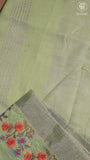 Pista Green Floral Embroidered Cotton Saree
