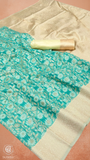 Green & Beige Floral Designer Cotton Saree