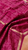Deep Pink Vine Floral Handblocked Pure Maheshwari Cotton Sarees
