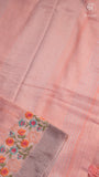 Peach Green Floral Embroidered Cotton Saree