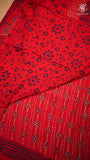 Red Contemporary Handblocked Pure Mul Cotton Saree