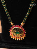 Aalaya Ruby Green Heritage Pendant Necklace
