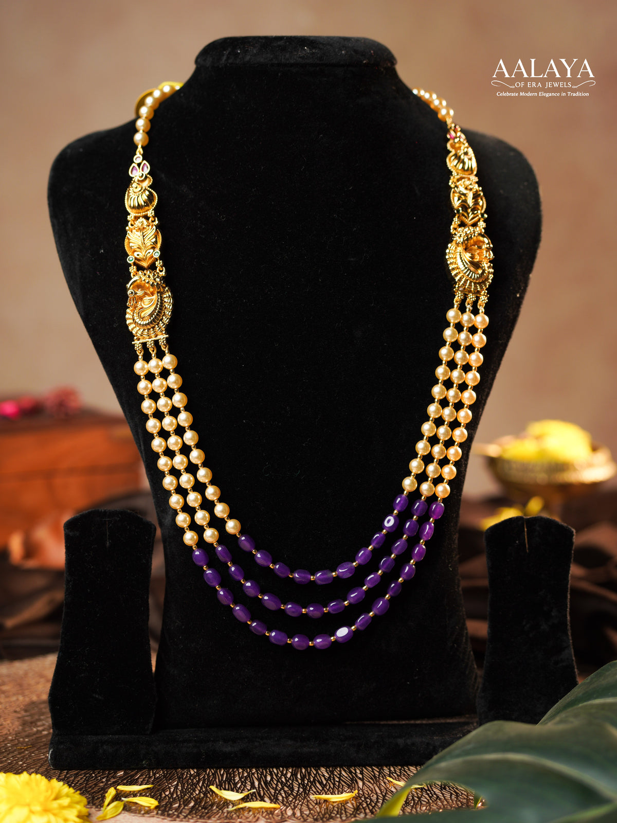 Aalaya Royal Amethyst Purple Pearl Necklace