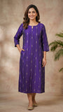 Violet Blue & Gold Raw Silk Ready-to-Wear Kurti