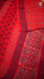 Red Contemporary Handblocked Pure Mul Cotton Saree