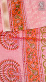 Pink and Red Floral Handblocked Pure Maheshwari Cotton Sarees