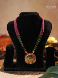 Aalaya Ruby Green Heritage Pendant Necklace