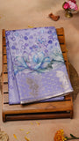 Purple Lotus Floral Kota Doria Saree