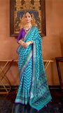 Sky Blue Leheriya Patola Contemporary Banarasi Crepe Silk Saree ERA04BLU