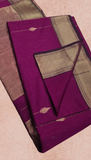 Violet Line Diamond Zari Handloom Pure Maheshwari Silk Saree