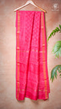 Rani Pink Floral Handblocked Pure Maheshwari Cotton Saree