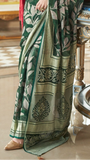 Green Floral Brasso Georgette Silk Saree