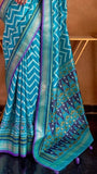 Sky Blue Leheriya Patola Contemporary Banarasi Crepe Silk Saree ERA04BLU