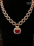 Aalaya Ruby Crystal Link Necklace Set