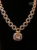 Aalaya Crystal Link Pendant Necklace Set