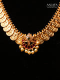 Aalaya Temple Coin Floral Pendant Heritage Necklace & Haaram Set