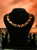 Aalaya Green Crystal Wave Link Necklace Set