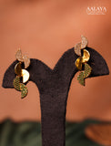 Aalaya Green Crystal Wave Link Necklace Set