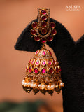 Aalaya Ruby Pearls Heritage Jhumka Earrings