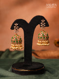 Aalaya Emerald Diamond Pearls Dome Jhumka Earrings