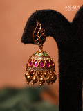 Aalaya Paisley Ruby Emerald Jhumka Earrings