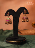 Aalaya Paisley Ruby Emerald Jhumka Earrings