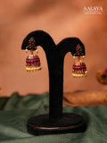 Aalaya Ruby Pearls Lattice Jhumka Earrings