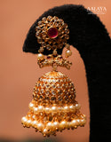Aalaya 3-in-1 Crystal Pearl Jhumka with Interchangeable Stud Earrings