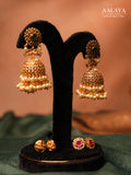 Aalaya 3-in-1 Crystal Pearl Jhumka with Interchangeable Stud Earrings