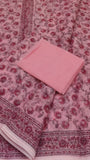 Peach Red Floral Kota Doria Summer Cotton Saree