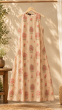 Beige Red Floral Mogra Chanderi Ready-to-Wear Kurti