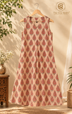 Beige Red Triangle Floral Mogra Chanderi Ready-to-Wear Kurti