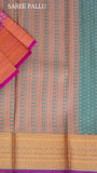Onion Pink and Forest Green Festive Silk Gold Zari Woven Round Butta Traditional Pattern Kanchipuram Saree