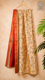 Red Black & Beige  Handblock Maheshwari Silk Cotton Saree