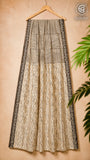 White Black and Yellow Contemporary Handblocked Pure Maheshwari Cotton Silk Sarees