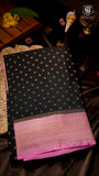 Black and Baby Pink Pure Crepe Chiffon Banarasi Silk Saree
