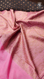 Black and Baby Pink Pure Crepe Chiffon Banarasi Silk Saree