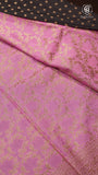 Black and Baby Pink Pure Crepe Chiffon Banarasi Silk Saree