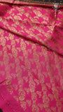 Black and Ruby Pink Pure Crepe Chiffon Banarasi Silk Saree