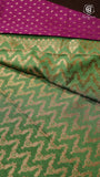 Purple and Green Pure Crepe Chiffon Banarasi Silk Saree