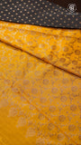 Black and Bumblebee Yellow Pure Crepe Chiffon Banarasi Silk Saree