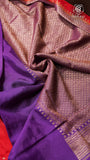 Red and Purple Pure Crepe Chiffon Banarasi Silk Saree