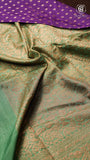 Violet and Green Pure Crepe Chiffon Banarasi Silk Saree