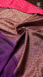 Pink and Violet Pure Crepe Chiffon Banarasi Silk Saree