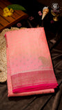 Baby Pink Pure Crepe Chiffon Banarasi Silk Saree