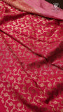Baby Pink and Ruby Pink Pure Crepe Chiffon Banarasi Silk Saree